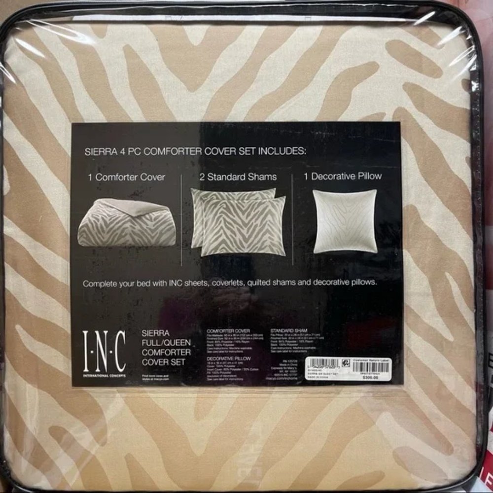 BNIB INC Sierra 4 pc comforter cover set Gold Beige Queen size
